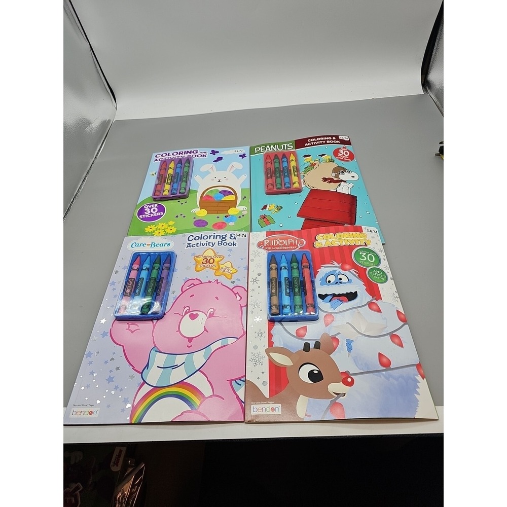 Lot Of 4 Coloring & Activity Books  Includes  Stickers Care Bears Christmas New